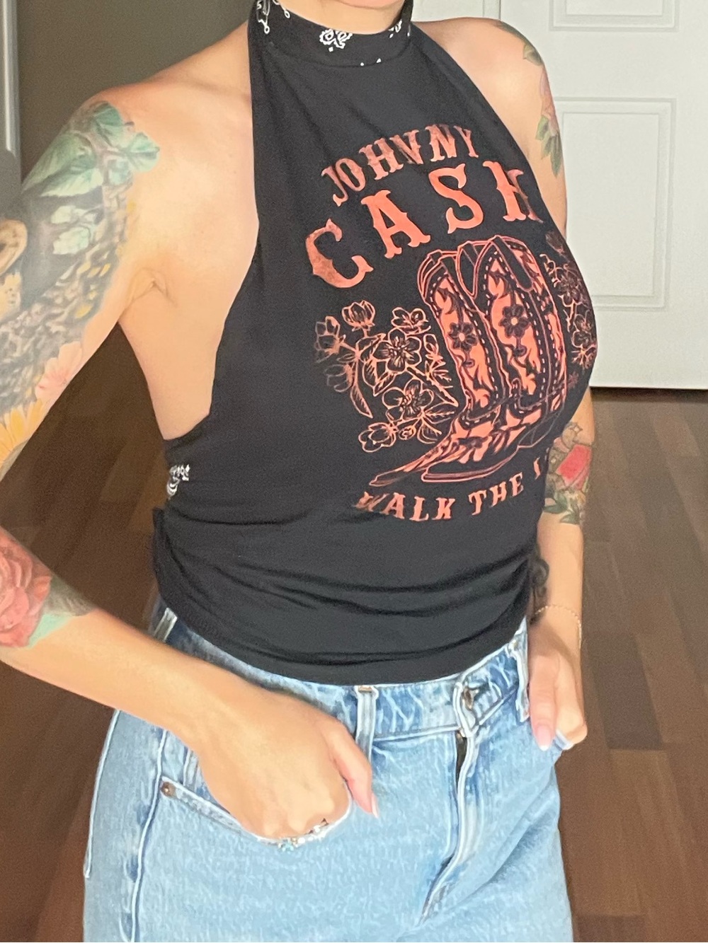 Johnny cash Halter Top in Black